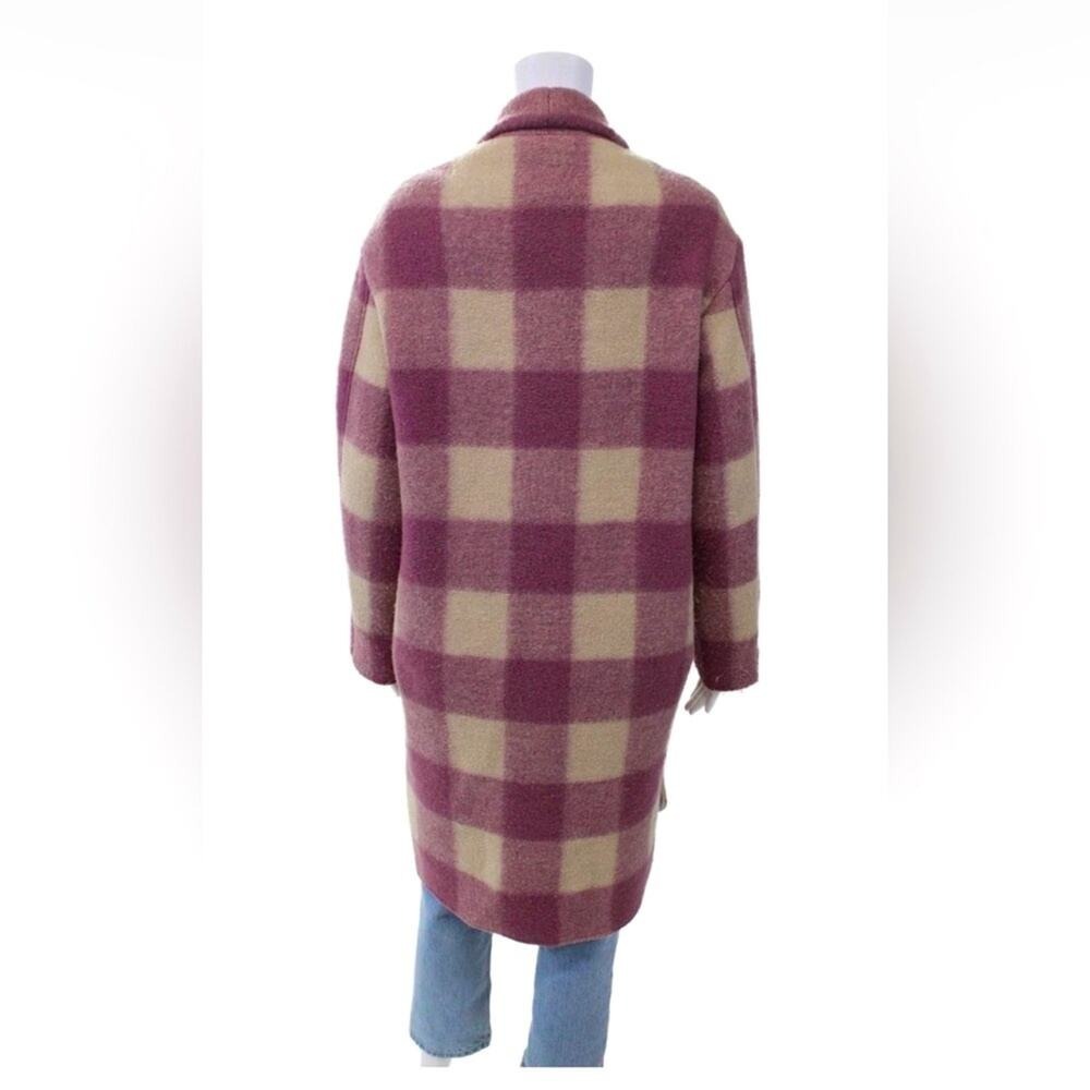 Isabel Marant Etoile Gabriel Fontizi Blanket Gingham Plaid Coat in Rosewood 34 - Picture 10 of 13